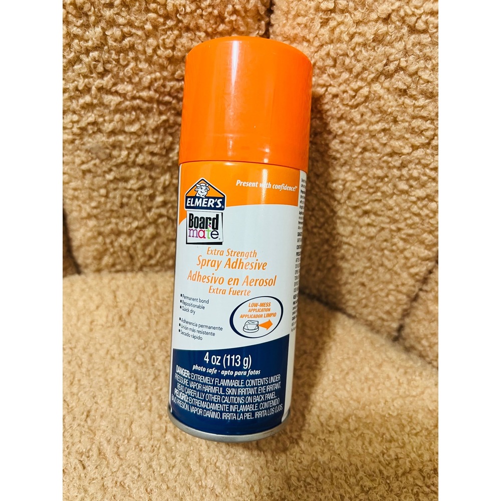 Elmer's Board Mate Extra Strength Spray Adhesive 4oz Photo Safe E143M Orange Cap